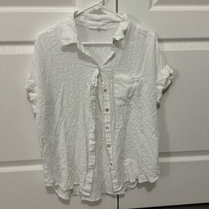 Jane and Delancey White Crinkled Button-Down Shirt